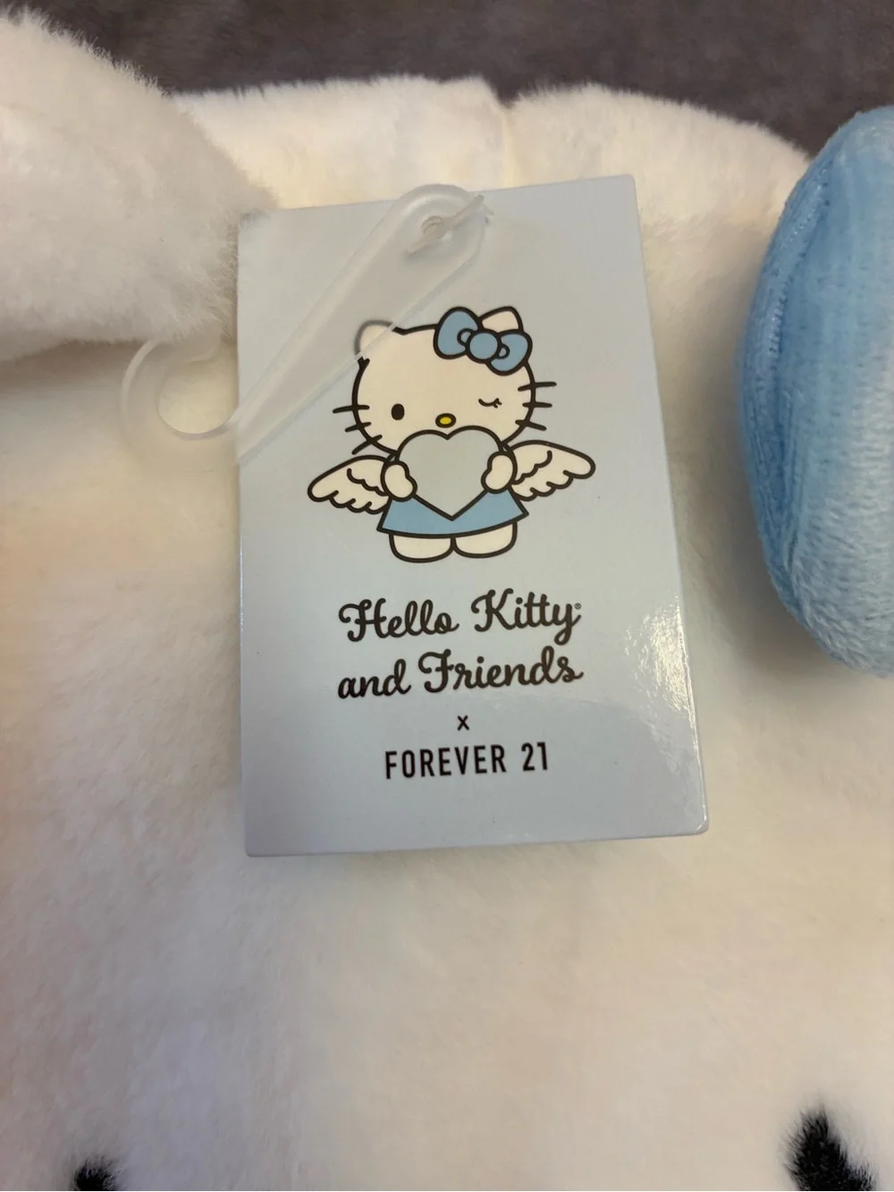 Hello Kitty White Plush Earflap Hat with Blue Bow - Kids Accessories
